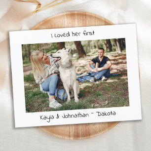 Carte Postale Faire-part Je l'ai aimée en premier - Mariage de chien modern