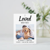 Carte Postale Faire-part Je l'ai aimée en premier Photo Chien Mariage Écono (Debout devant)