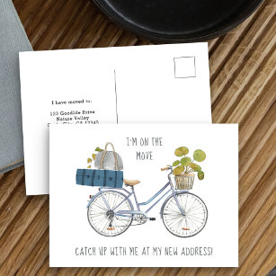 Carte Postale Faire-part Je suis en déplacement Vélo et bagage Funny Moving