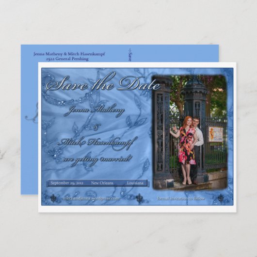 Carte Postale Faire-part Jenna et Mitch Enregistrer la date (Devant / Derrière)