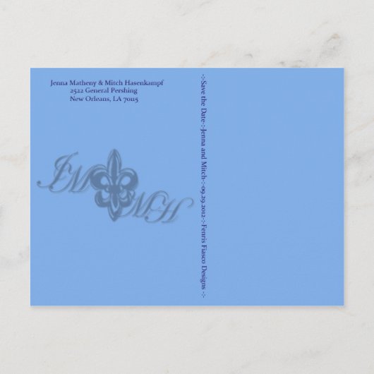 Carte Postale Faire-part Jenna et Mitch Enregistrer la date (Dos)