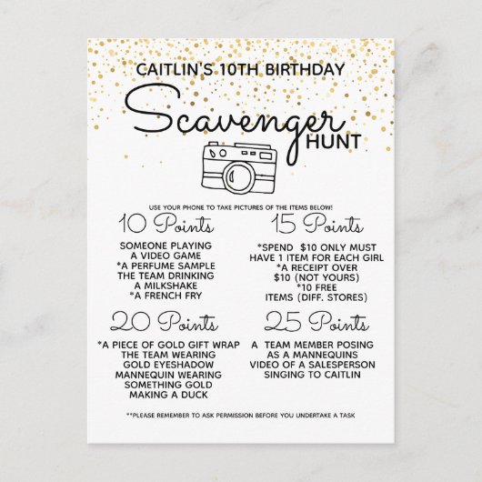 Carte Postale Faire-part jeu de chasse au trésor d'anniversaire pour enfant (Devant)