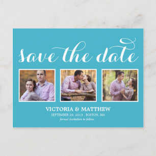 CARTE POSTALE FAIRE-PART JEUNES ET AMOUREUX ENREGISTRER LA DATE D'ANNONCE