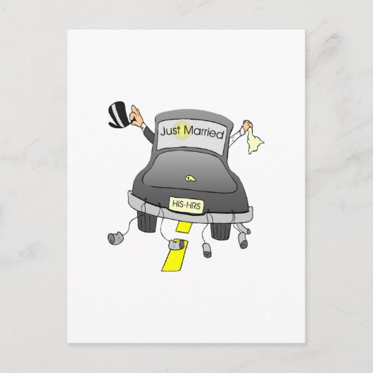 Carte Postale Faire-part Jeunes mariés (voiture) (Devant)