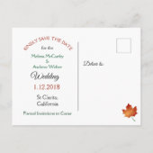 Carte Postale Faire-part Joli automne automne automne part mariage Enregist (Dos)