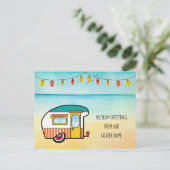 Carte Postale Faire-part Joli Camping-Car sur la Plage Résidence d'Hiver No (Debout devant)
