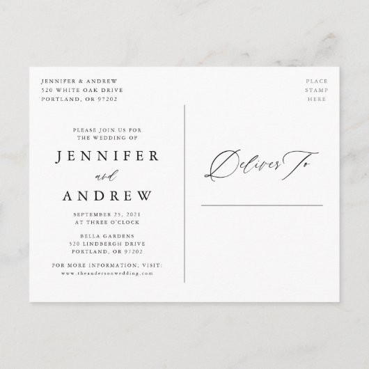 Carte Postale Faire-part Joli changement de date de photo de script (Dos)