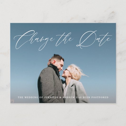 Carte Postale Faire-part Joli changement de date de photo de script (Devant)