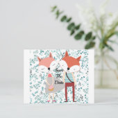 Carte Postale Faire-part Joli Couple de Renards de Dessin Animé (Debout devant)