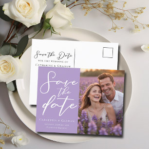 Carte Postale Faire-part Joli Couple Photo Violet Lilas Sauvegarder la Phot