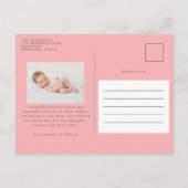 Carte Postale Faire-part joli floral botanique script photo rose girly (Dos)