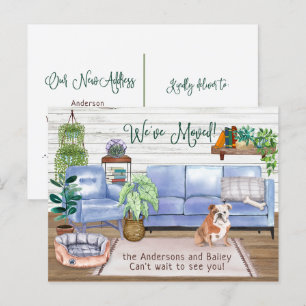 Carte Postale Faire-part Joli Français Bulldog Cosy New Home Moving        