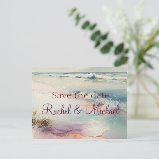 Carte Postale Faire-part Joli littoral Enregistrer la date (Debout devant)