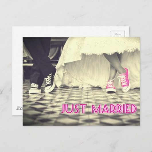 Carte Postale Faire-part Joli Mariés Noir Blanc (Devant / Derrière)