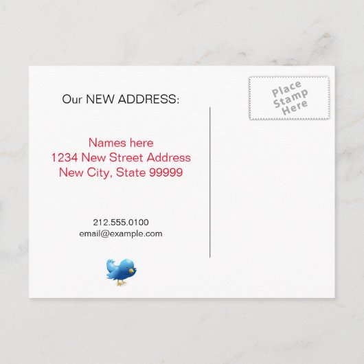 Carte Postale Faire-part Joli Oiseau Nouveau Nid (Dos)