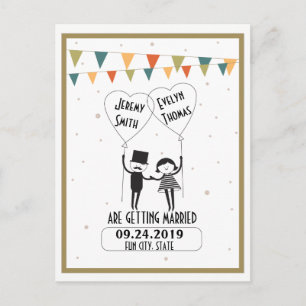 Carte Postale Faire-part Jolie et drôle Alternative de mariage Enregistrer 