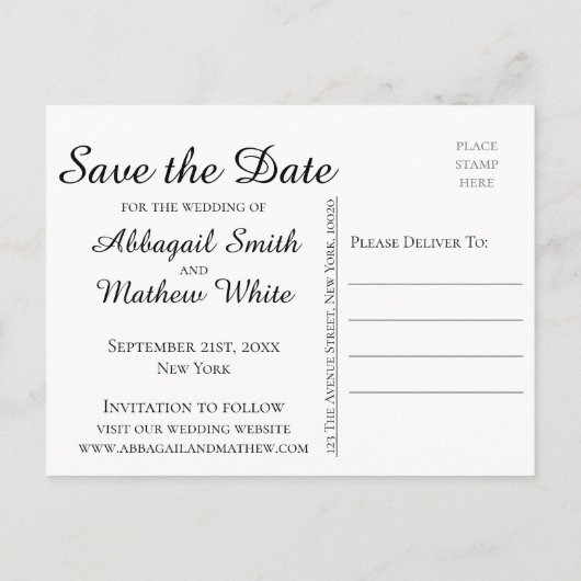 Carte Postale Faire-part Jolie Étoile Brillante Sauvegarder la Date Étoiles (Dos)