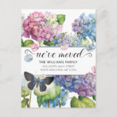 Carte Postale Faire-part Jolie Hydrangea Fleur Bleu Rose Papillon Mobile (Devant)