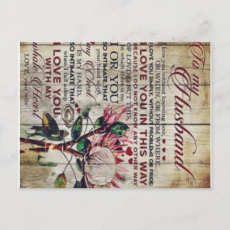 Carte Postale Faire-part Jolie Lettre Pour Mari | Cadeau Charmant | Fête De
