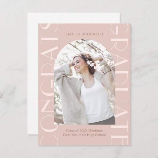 Carte Postale Faire-part Jolie Pretty Rose Graduation Party Photo Invitatio (Devant / Derrière)
