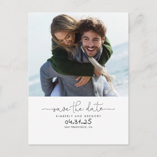 Carte Postale Faire-part Jolie Simple et Minimal Enregistrer la Date Photo (Devant)