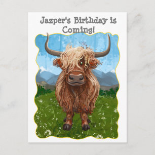 Carte Postale Faire-part Jolie vache des Highlands