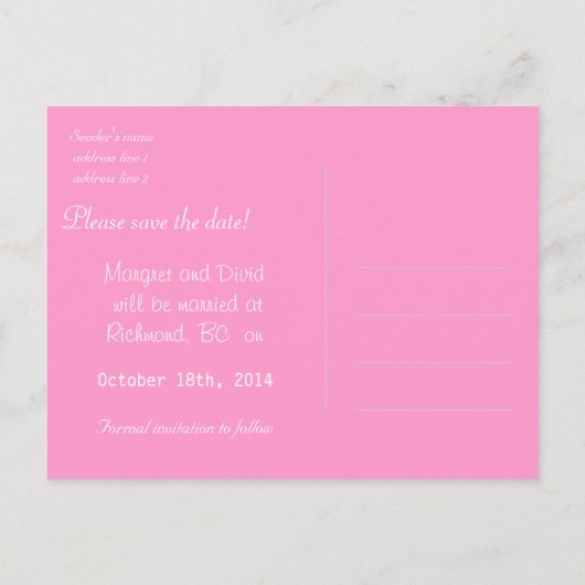 Carte Postale Faire-part jolies fleurs d'orchidées roses sauver la date (Dos)