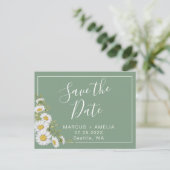 Carte Postale Faire-part Jolies marguerites vert basilic et blanc (Debout devant)