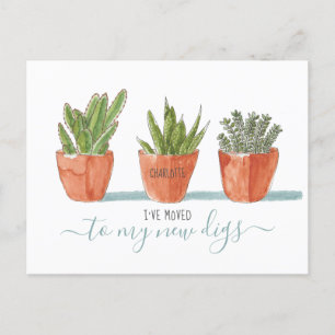 Carte Postale Faire-part Jolis cactus aquarelle boho et succulentes que j'a