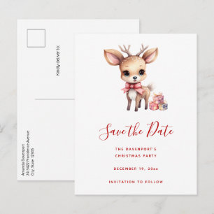 Carte Postale Faire-part Jolis rennes de Noël avec des cadeaux de fête