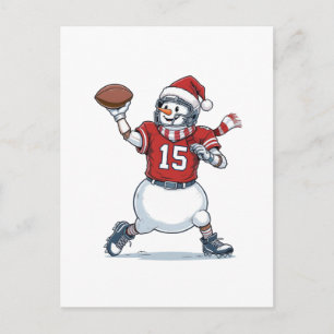 Carte Postale Faire-part Joueur de football Bonhomme de neige Noël 2026 Vac