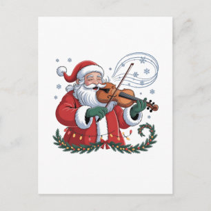 Carte Postale Faire-part Joueur de violon Santa violoniste Musique de Noël