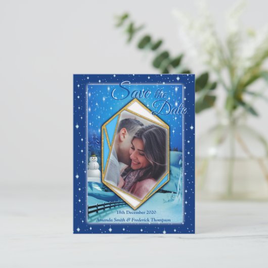 Carte Postale Faire-part Jours fériés d'hiver Enregistrer la date (Debout devant)