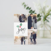 Carte Postale Faire-part Joy Brush Script Holiday | Noël 4 photos (Debout devant)