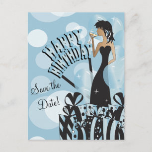 Carte Postale Faire-part Joyeuse Diva Girl Nom DO-IT-YOURSELF Aqua