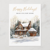 Carte Postale Faire-part Joyeuses Fêtes Déménagement Nouvelle Maison Rustiq (Devant)