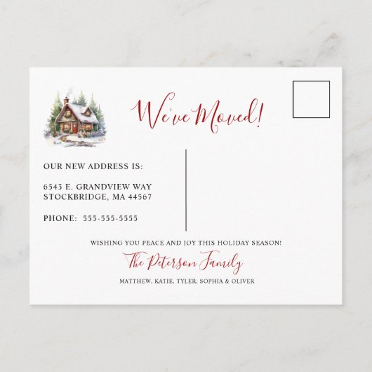 Carte Postale Faire-part Joyeuses Fêtes Déménagement Nouvelle Maison Rustiq (Dos)