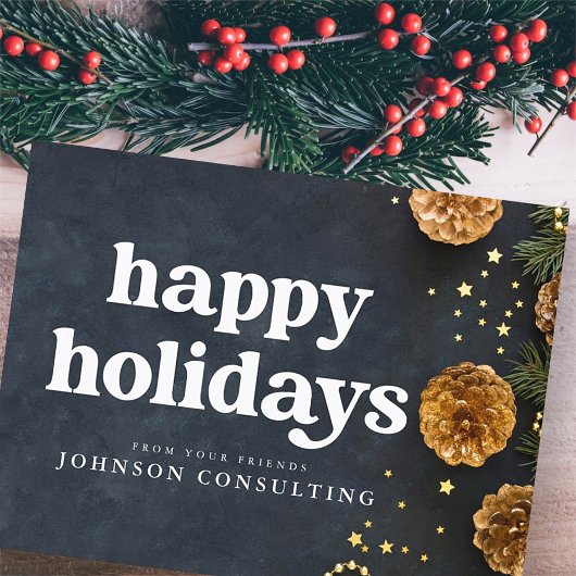 Carte Postale Faire-part Joyeuses Fêtes Étoiles Modernes et Cônes de Pin Do