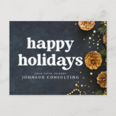 Carte Postale Faire-part Joyeuses Fêtes Étoiles Modernes et Cônes de Pin Do (Devant)