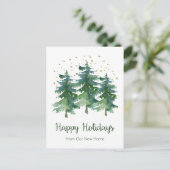 Carte Postale Faire-part Joyeuses Fêtes Nouvelle Maison Pins (Debout devant)