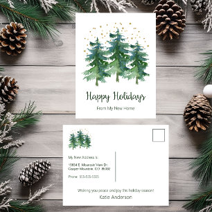 Carte Postale Faire-part Joyeuses Fêtes Nouvelle Maison Pins