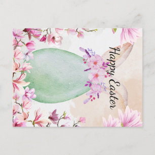 Carte Postale Faire-part Joyeuses Pâques - Œuf de Pâques avec magnolias