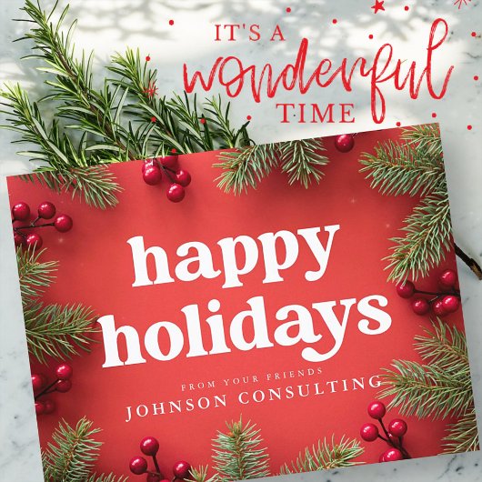 Carte Postale Faire-part Joyeuses Vacances Étoiles modernes et cônes de pin