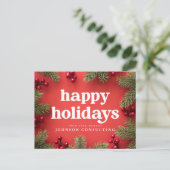 Carte Postale Faire-part Joyeuses Vacances Étoiles modernes et cônes de pin (Debout devant)