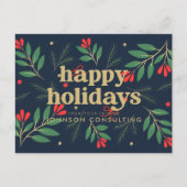 Carte Postale Faire-part Joyeuses Vacances Moderne Foliage Budget Botanique (Devant)