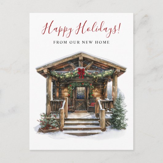 Carte Postale Faire-part Joyeuses vacances Rustique Nouveau foyer Porte ava (Devant)