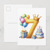 Carte Postale Faire-part Joyeux 7ème Anniversaire (Devant / Derrière)