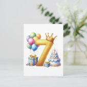 Carte Postale Faire-part Joyeux 7ème Anniversaire (Debout devant)