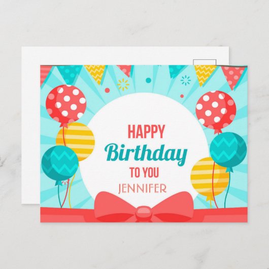 Carte Postale Faire-part Joyeux anniversaire (Devant / Derrière)