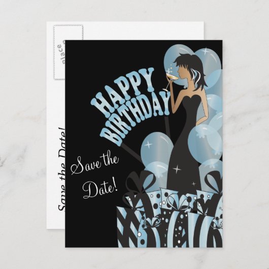 Carte Postale Faire-part Joyeux anniversaire Diva Girl | Nom do-it-yourself (Devant / Derrière)